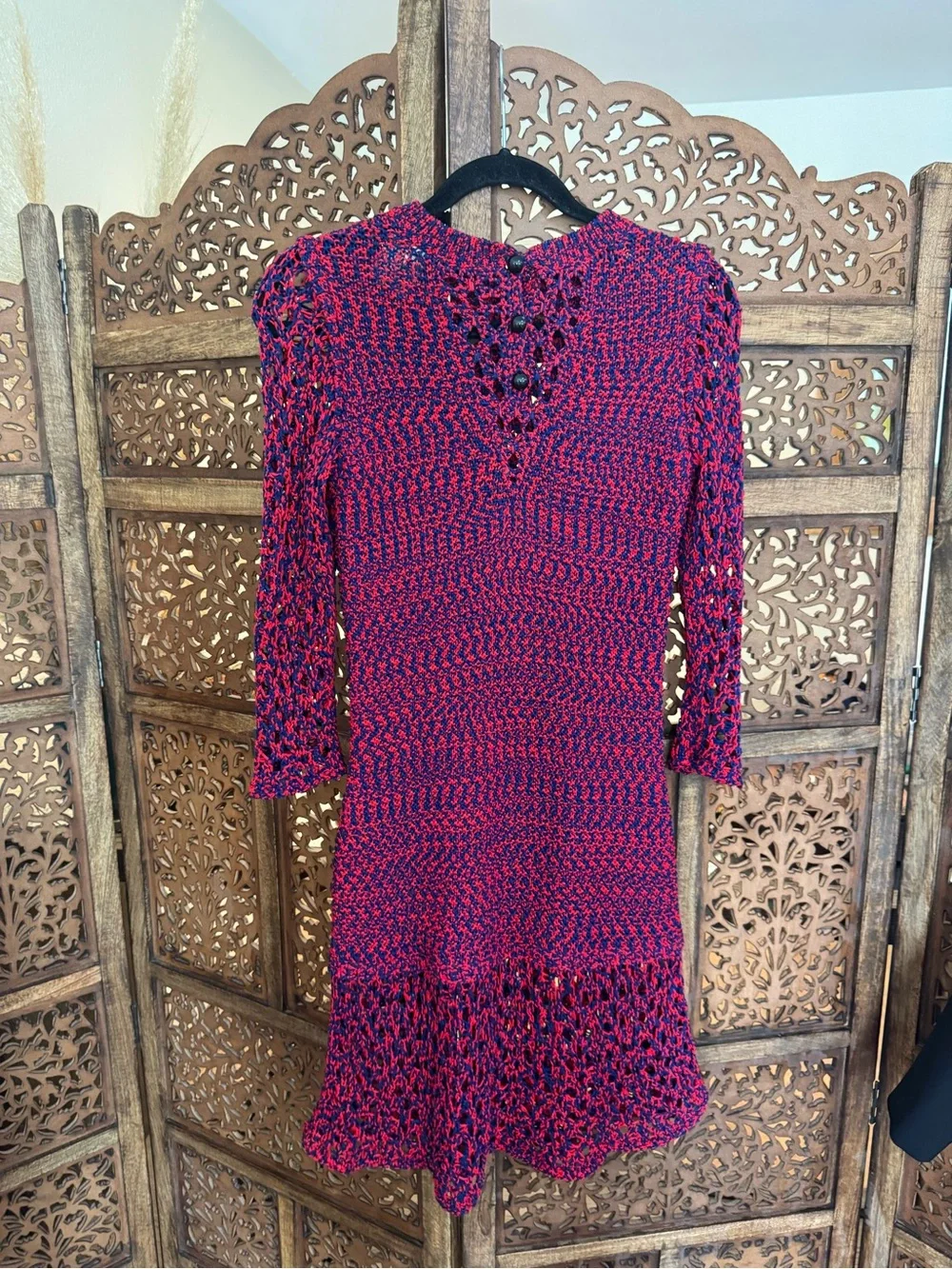 Chanel Open Crochet Trims Knit Dress